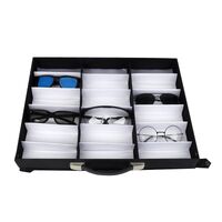 Glasses and frames portable holder display with 18 slots and cover, from 2 pieces JS-C200908