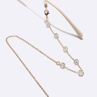 Gold-colored metal non-slip chain, with square transparent crystal, for glasses and masks GL1478