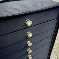 Mobile box (suitcase, trunk, organizer, display case) on wheels for frames and glasses for 80 slots JS-C230512