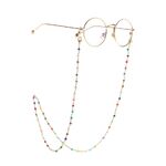 Gold metal non-slip chain, with colored beads, for glasses and masks GL965