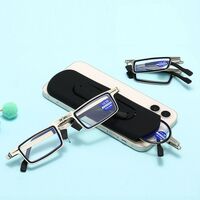 Folding metal reading glasses SM-01 with Blue ray cut protection with case, diopters from +1.00 to +4.00, RMC=62-64 (min.order - 100 pcs)
