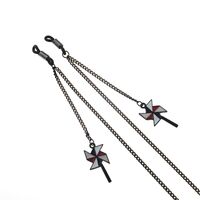 Black-colored metal non-slip chain, with pendant windmill of cartoon, for glasses and masks GL786