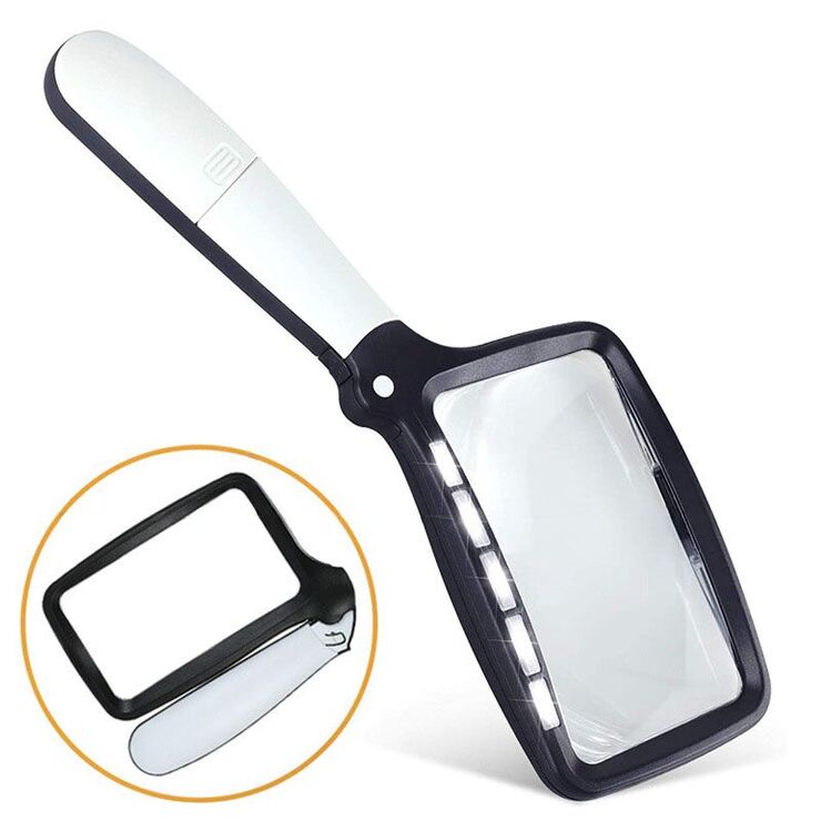 Magnifier with universal backlight, magnifying glass with handle 10863-XX, size: 108*63 mm, magnification: 2X
