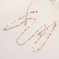 Gold-colored metal non-slip chain, with deformed pearls oval, for glasses and masks GL1865
