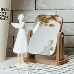 Rotating table mirror for optics salon with brown tint, 21*15 cm