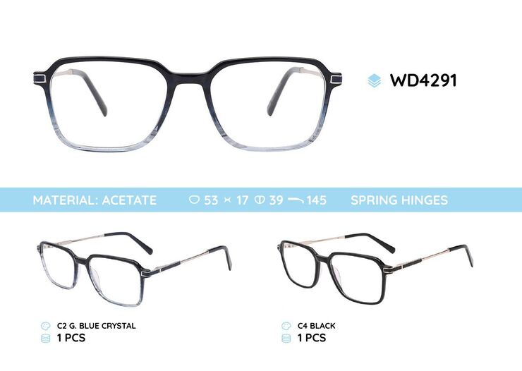 Plastic acetate eyeglasses frame for men with spring hinges WD4291