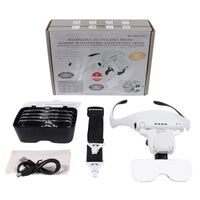 Лупа бинокулярная с подсветкой, увеличительное стекло с креплением на голову 9892TSC1-XX, увеличение: 1X, 1,5X, 2X, 2,5X, 3,5X