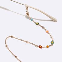 Gold-colored metal non-slip chain, with colors flower and crystal, for glasses and masks GL1716