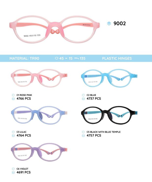 TR90 plastic eyeglasses frame for kids 9002