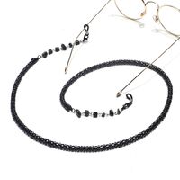 Black-colored metal non-slip chain, thick 6 mm with natural stone, for glasses and masks GL1439