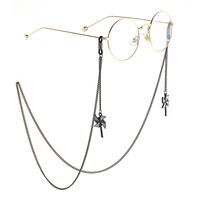 Black-colored metal non-slip chain, with pendant windmill of cartoon, for glasses and masks GL786