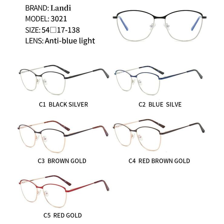Protective metal glasses with anti-blue light lenses Landi LD3021