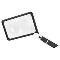 Magnifier with universal backlight, magnifying glass with handle 6185-XX, size: 185*110 mm, magnification: 5Х