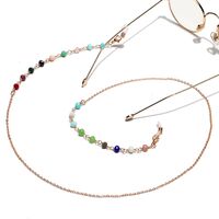 Gold-colored metal non-slip chain, with colorful crystal, for glasses and masks GL1291